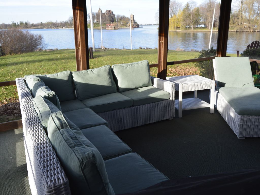 sun porch with Boldt Castle in the background