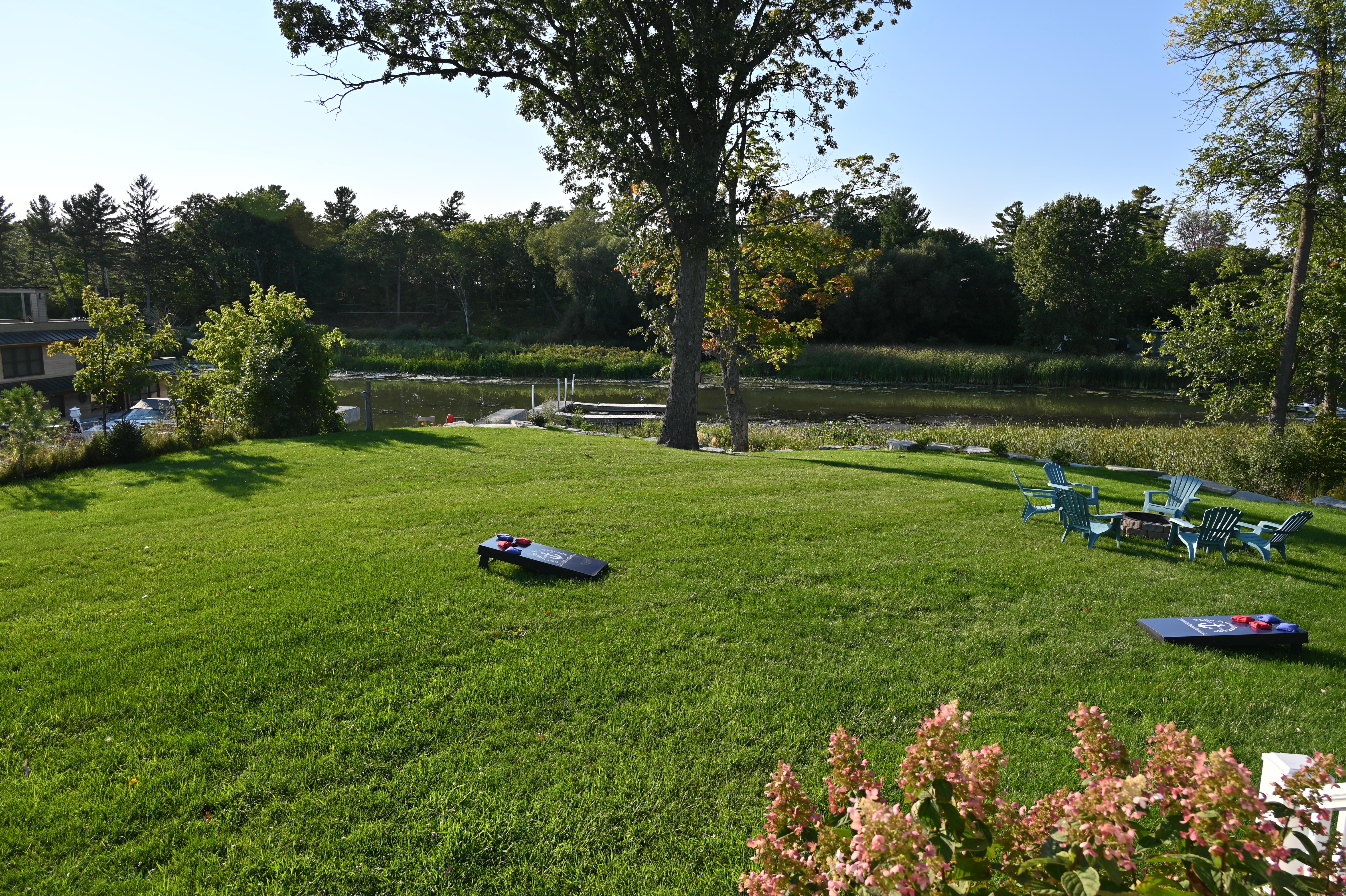 Large lawn for outdoor activities